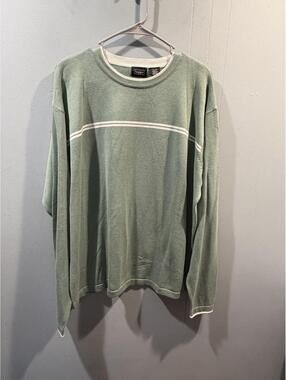 Men Haggar Long Sleeves T Shirt Size XXL Green/White